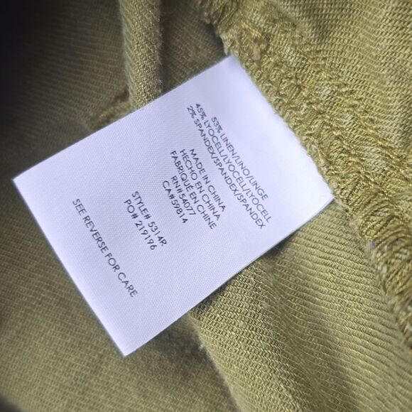 Cabi -193 Charlie Trouser Pants Flare Linen Olive Green Women's Size 2 - Picture 7 of 11